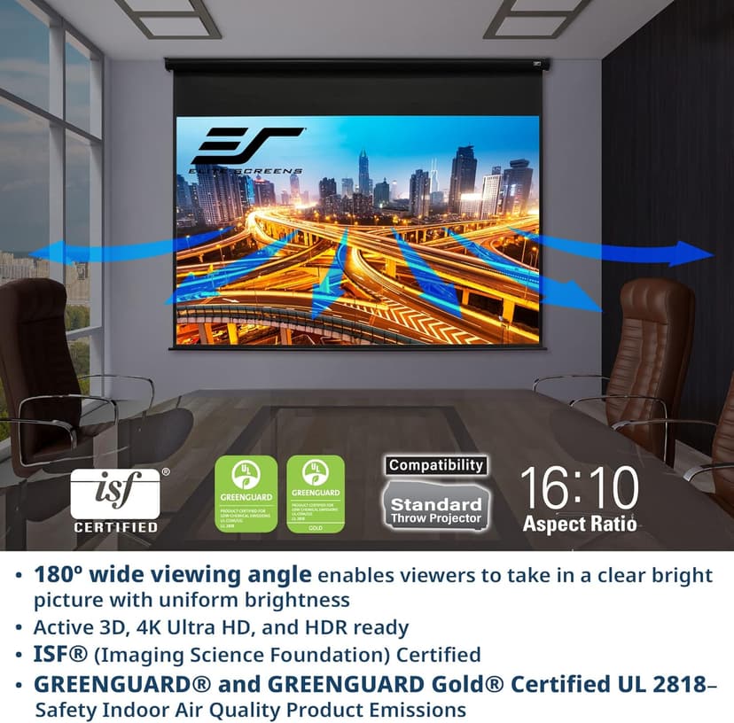 Projector Screen Elite Screens Spectrum, 128-INCH Diag 16:10, Motorized Projection Screen Movie Home Theater 4K/8K Ultra HD Ready, ELECTRIC128X2