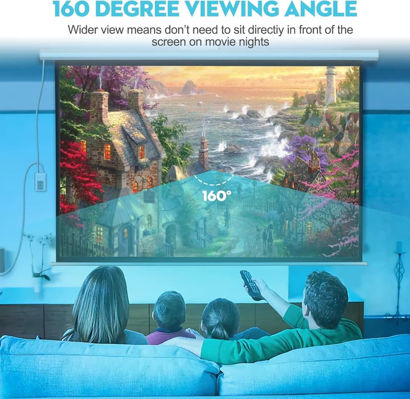 Electric Projector Screen with Remote, DINAH 120 inch Projector Screen, Automatic Air Indoor Projector Screen, Drop Down Projector Screen Pull Down, Motorized Projector Scree,4K 3D HD Projection Movie