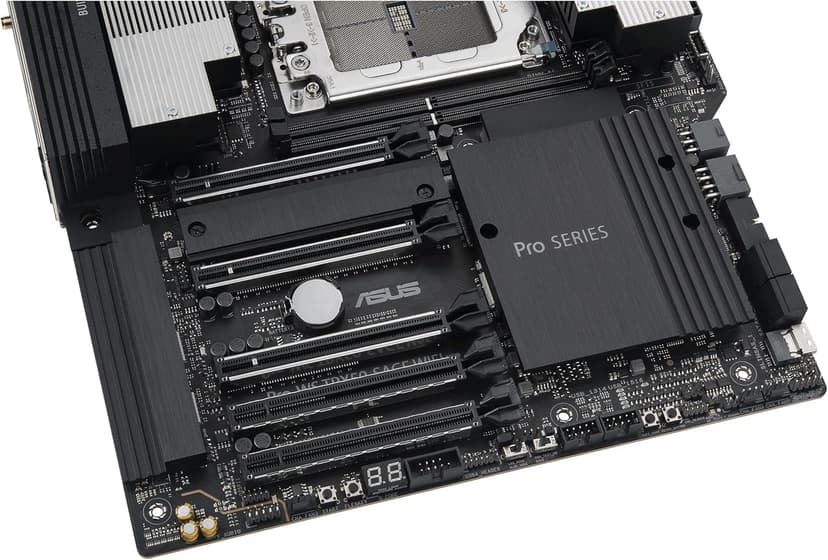 ASUS Pro WS TRX50-SAGE WIFI CEB Workstation motherboard, AMD Ryzen Threadripper PRO 7000 WX,ECC R-DIMM DDR5, 36 power-stage, WiFi 7,PCIe 5.0 x 16,PCIe 5.0 M.2, 10 Gb and 2.5 Gb LAN, multi-GPU support.