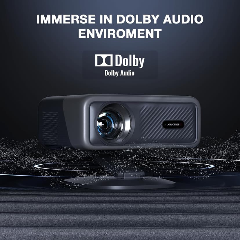 [Netflix Officially&AI Auto Focus]AuKing Smart Projector with Wifi and Bluetooth,Auto Focus&Keystone Projector4K,3D DoIby Audio, 800ANSI Outdoor Projector with Omnidirectional Rotating Stand(Grey)