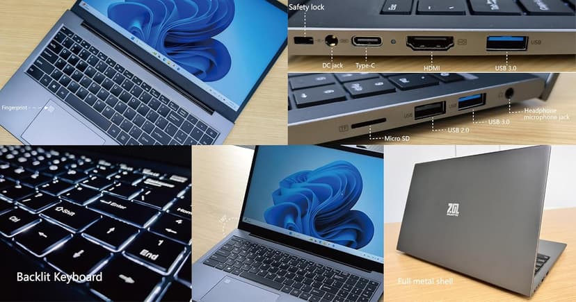 ZOLWAYTAC Laptop Gaming,Gaming laptops,16GB DDR4 512GB SSD,with N100 Processor(UP to 3.4Ghz,4C/4T),15.6" FHD 1920 * 1080P,Full Metal Housing,WiFi,BT,USB3.2,Type C Charging,180°Open Angle,Metallic Grey