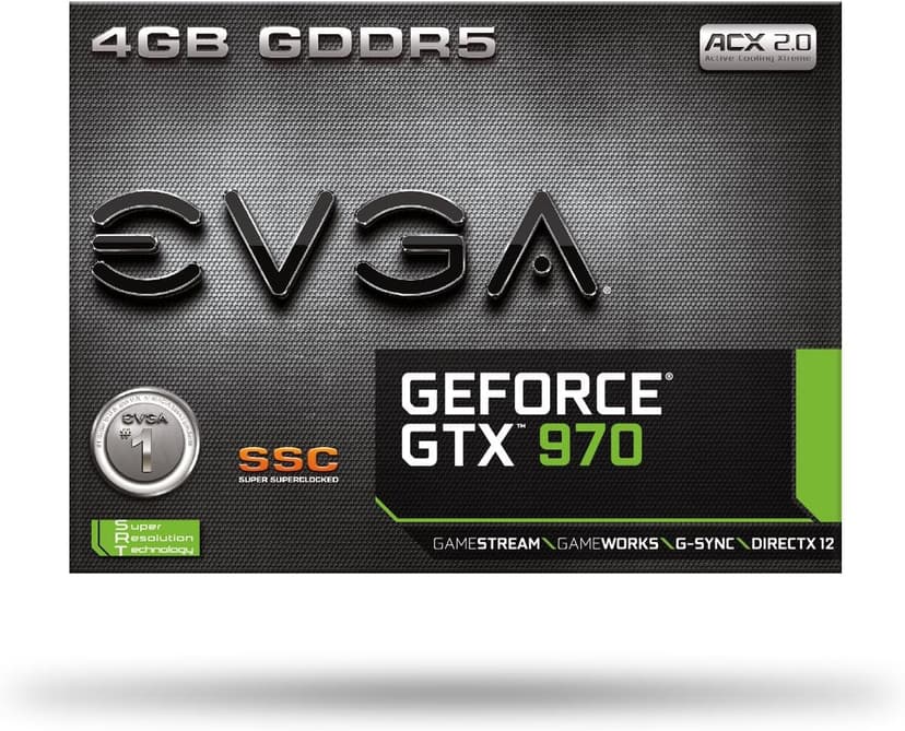 EVGA GeForce GTX 970 4GB SSC Gaming ACX 2.0+ Cooling Graphics Card (04G-P4-3975-KR)