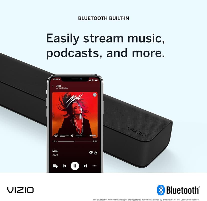 VIZIO V-Series 2.1 Home Theater Sound Bar with Dolby Audio, DTS Virtual:X, Bluetooth, Wireless Subwoofer, Voice Assistant Compatible, Includes Remote Control - V21x-J8