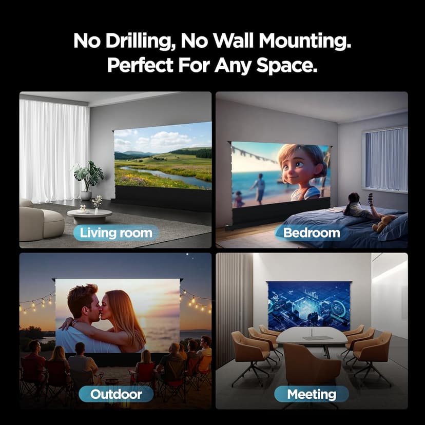 NothingProjector Projector Screen, 120 inch, Ambient Light Rejecting ALR, 4K UHD, Motorized Floor Rising Electric with Remote, Ground Up for Ultra Short Throw Projectors, No Installation NothPJ