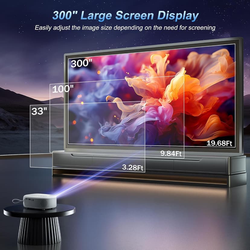 15000 Lumens Outdoor Movie Projector - Native 1080P HD Portable Projector with WiFi 6/Bluetooth 5.2, 300" Screen, ±15° Keystone | Compatible with iPhone, Android, Fire Stick, PS5, Xbox(USB-C Cable)