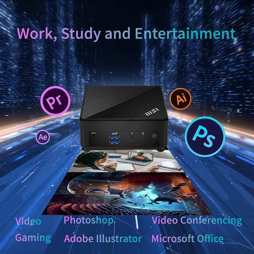 MSI Cubi 5 Professional Mini PC, 12th Gen Intel i5-1235U Processor (Beats Ryzen 7 5700U), 16GB RAM, 512GB SSD, Wi-Fi 6, Windows 11 Pro, Support 4K@60Hz Display, Seamless Multitasking at Work/Gaming