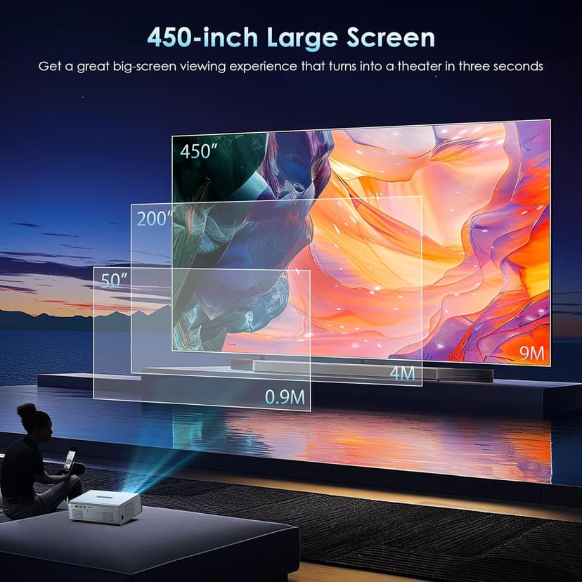 [Electric Focus] 4K Support Projector with WiFi6 and Bluetooth 5.3, 22000L for Outside Video Movie Use, OWNKNEW Outdoor Gaming Proyector, Auto Keystone Correction