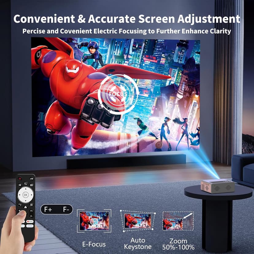 Netflix-Officially-Licensed PANSEBA 4K Smart Projector with WiFi and Bluetooth, Outdoor Projector with Auto Keystone, Portable Movie projector with 2S Focus, Home Projector for Game/Phone/Laptop
