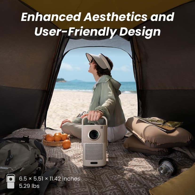 [Sound by JBL & Built-in Battery] Yaber T2 Outdoor Projector with WiFi 6 and Bluetooth, Native 1080P Smart Movie Portable Projector for Inside and Outside, Compatible with TV Dongle (Not included)