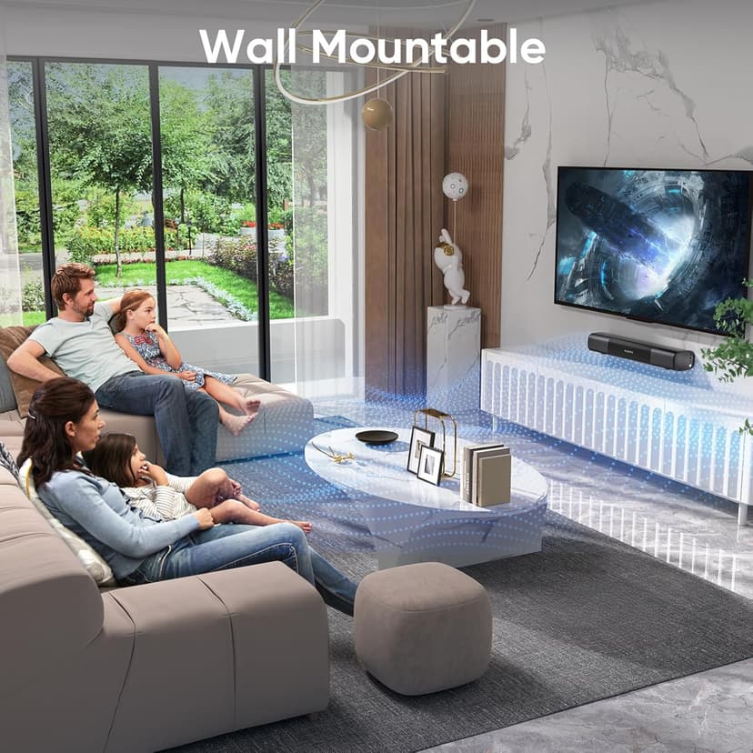 Sound Bar for Smart TV, Bass Boost and Crisp Vocals,Bluetooth Soundbar for TV/PC/Gaming/Projectors,Optical/AUX/Wall Mount,17inch