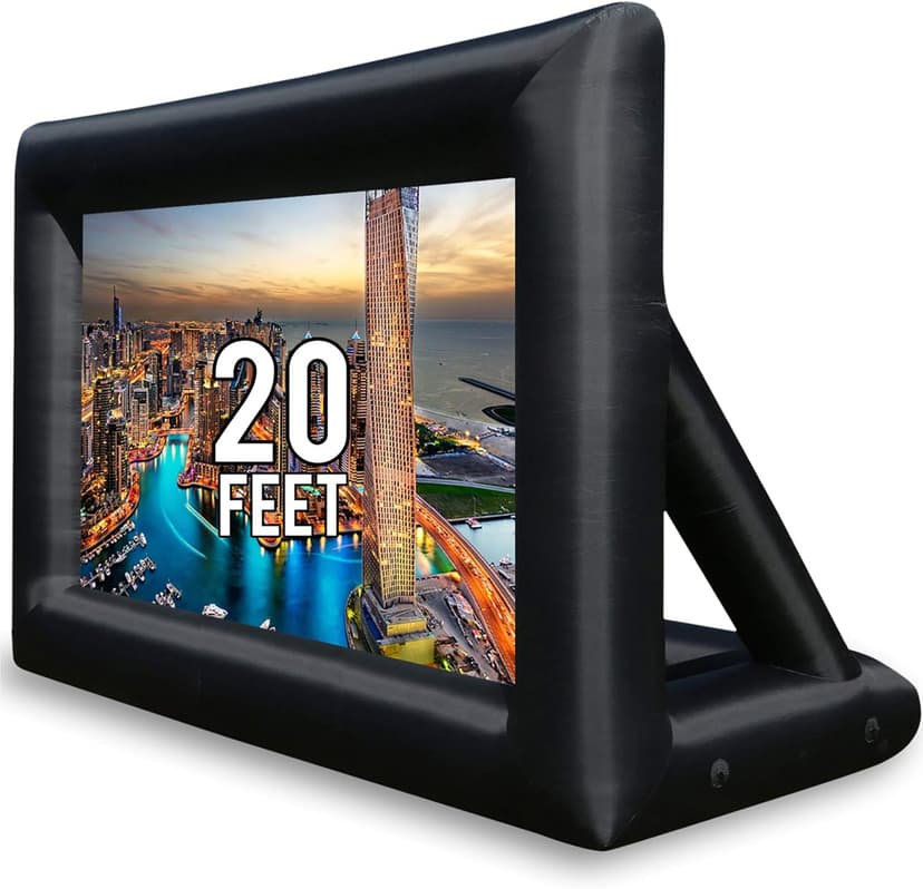 KHOMO GEAR 20 ft Outdoor Projector Screen - Supports Front and Rear Projection - Includes Inflation Fan, Tie-Downs and Storage Bag - Inflatable Projector Screen