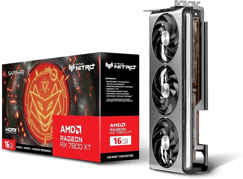 Sapphire 11330-01-20G Nitro+ AMD Radeon RX 7800 XT Gaming Graphics Card with 16GB GDDR6, AMD RDNA 3