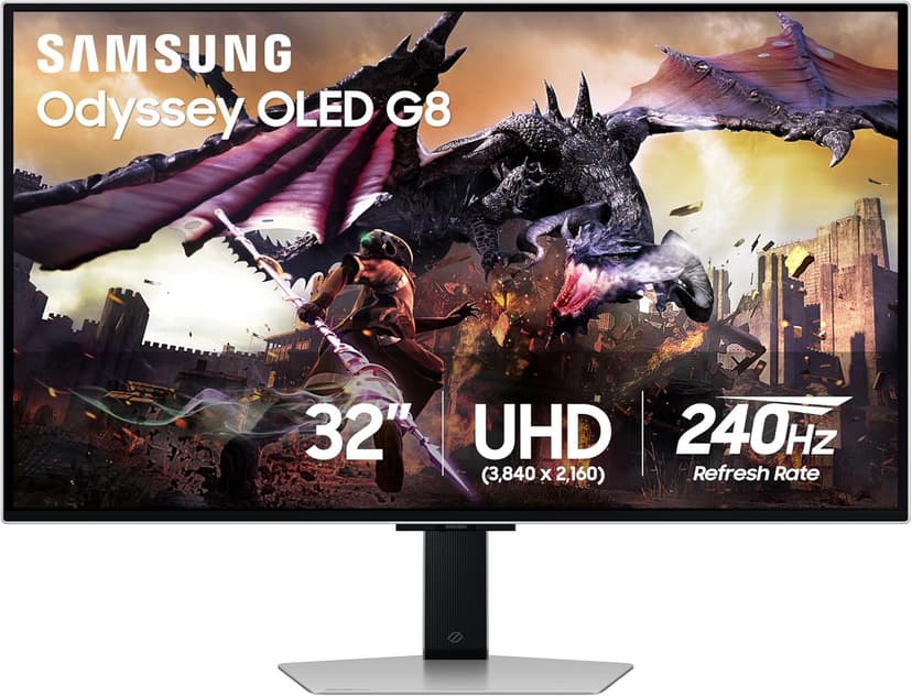 Samsung 32DG8 32 Inch Odyssey G80SD 4k UHD Smart Gaming Monitor with 6 Year Amber Protection Plan (2024)