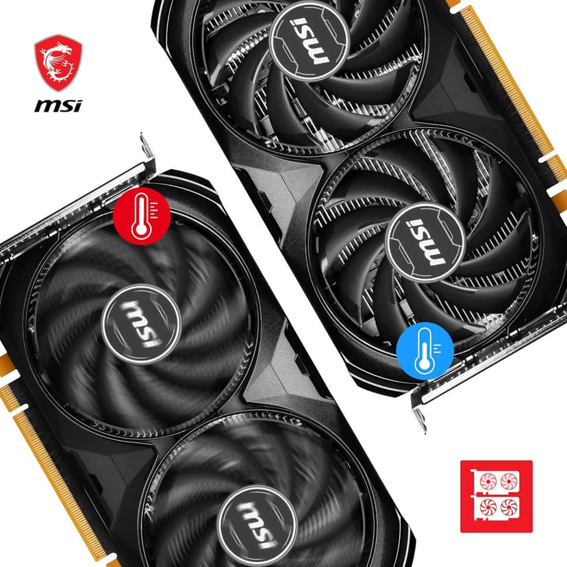 MSI GeForce RTX 4060 Ventus 2X Black 8G OC Gaming Graphics Card - 8GB GDDR6X, PCI Express Gen 4, 128-bit, 3X DP v 1.4a, HDMI 2.1a (Supports 4K & 8K HDR)