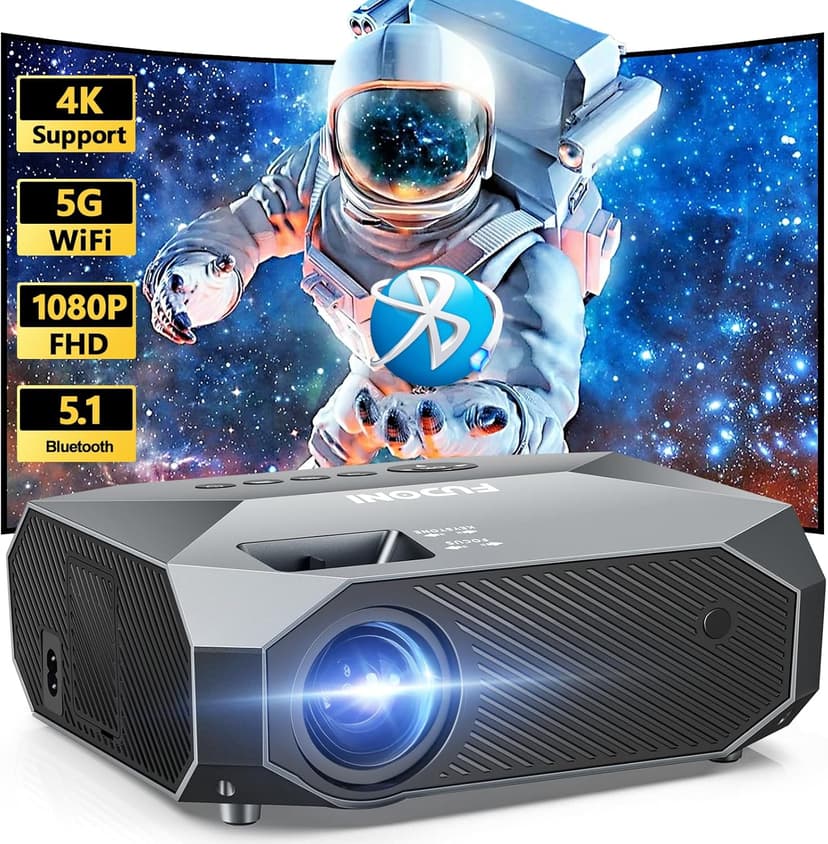 FUDONI Projector with WiFi and Bluetooth, Native 1080P Outdoor Movie Projectors 4k Supported, 15000L Portable Home Theater Projector Max 300", Indoor&Outdoor Use