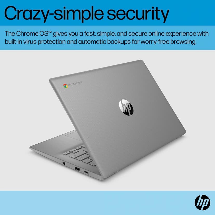 HP Chromebook 14 Laptop (14" HD, Intel 4-Core Celeron N4120, 4GB RAM, 64GB SSD, UHD Graphics 600) for Home & Student, Light Weight & 14-Hr Battery Life, Webcam, Wi-Fi, IST HUB, Chrome OS, Grey