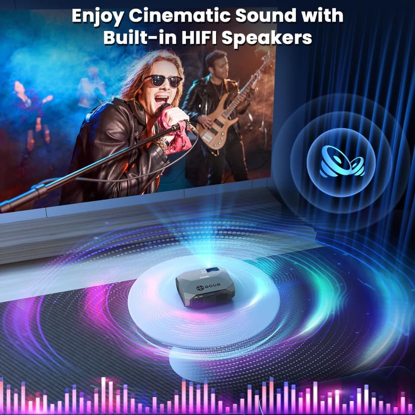 FUDONI Projector with WiFi and Bluetooth, Native 1080P Outdoor Movie Projectors 4k Supported, 15000L Portable Home Theater Projector Max 300", Indoor&Outdoor Use