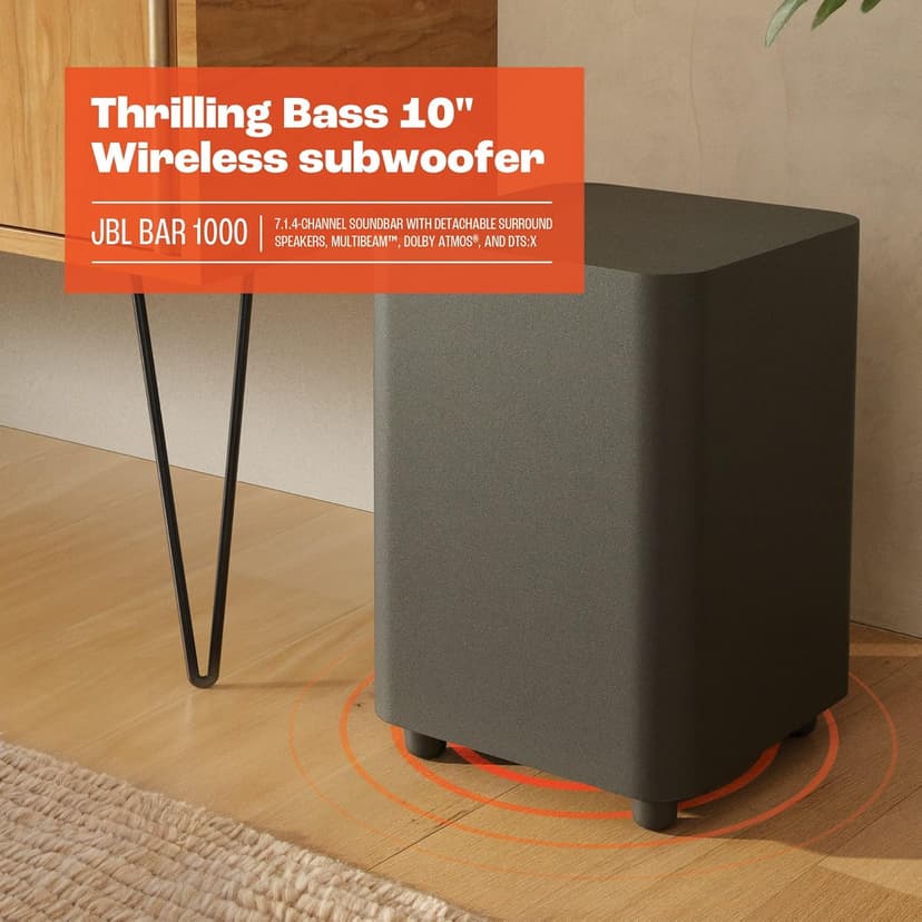 JBL Bar 1000: 7.1.4-Channel soundbar with Detachable Surround Speakers, MultiBeam™, Dolby Atmos®, and DTS:X®, Black (Renewed)