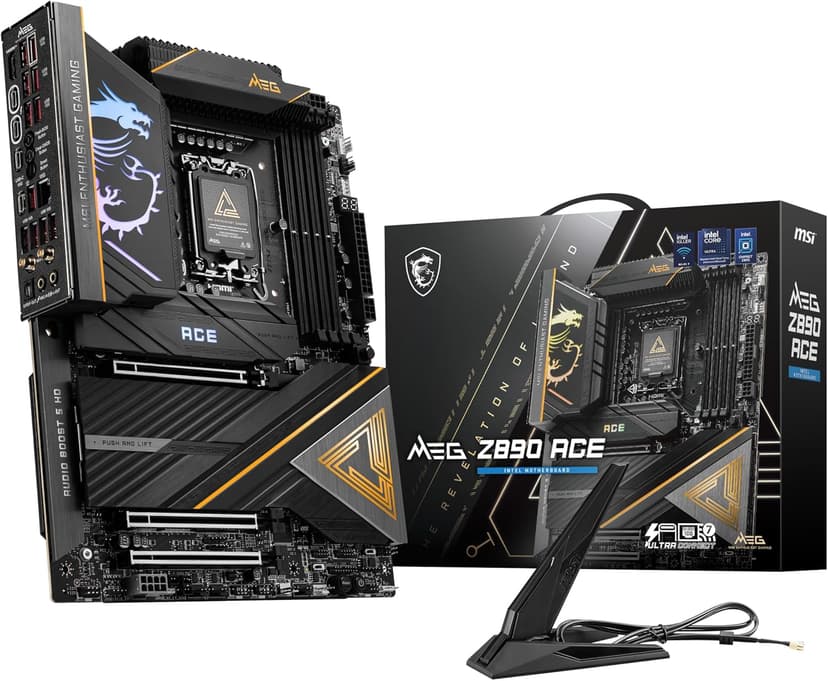 MSI MEG Z890 ACE Gaming Motherboard (Support Core Ultra Series 2 Intel Processors, LGA 1851, DDR5, PCIe 5.0, M.2, SATA, 10Gbps LAN, USB Type-C, Wi-Fi 7, Bluetooth 5.4, Thunderbolt 4, ATX)
