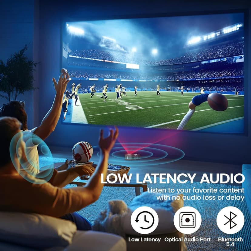 AAXA M8 UST Ultra Short Throw 4K Laser Projector 1100 LD Lumens, BT 5.4, WiFi 6, USBC Mirroring, 2xHDMI, Optical Audio, Efocus, Auto Keystone, Smart Technology