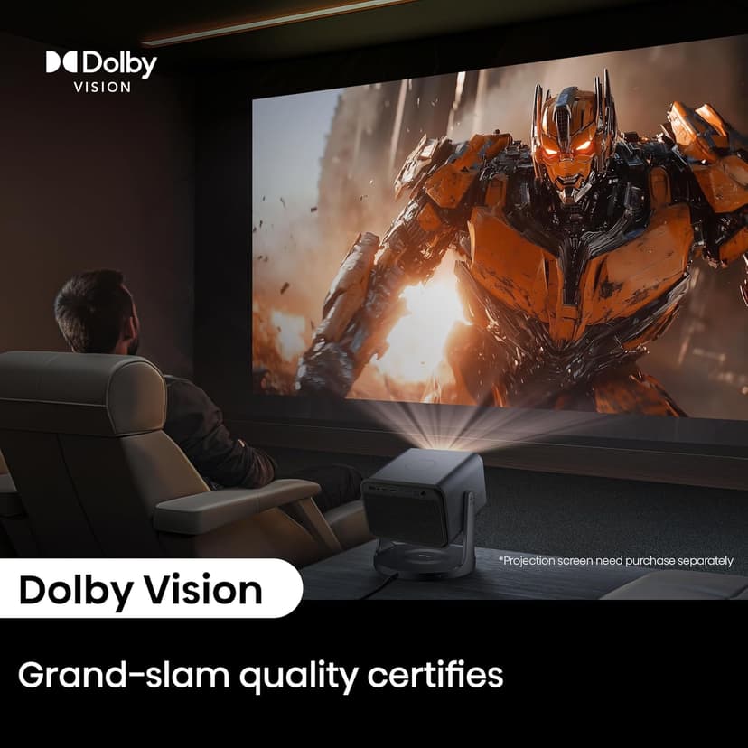 Hisense C2 4K UHD Triple Color RGB Laser Portable Mini Projector, 65”~300", 2000 ANSI Lumens, 110% BT.2020 Wide Color Gamut, Dolby Vision, Sound by JBL, Netflix, WIFI 6E