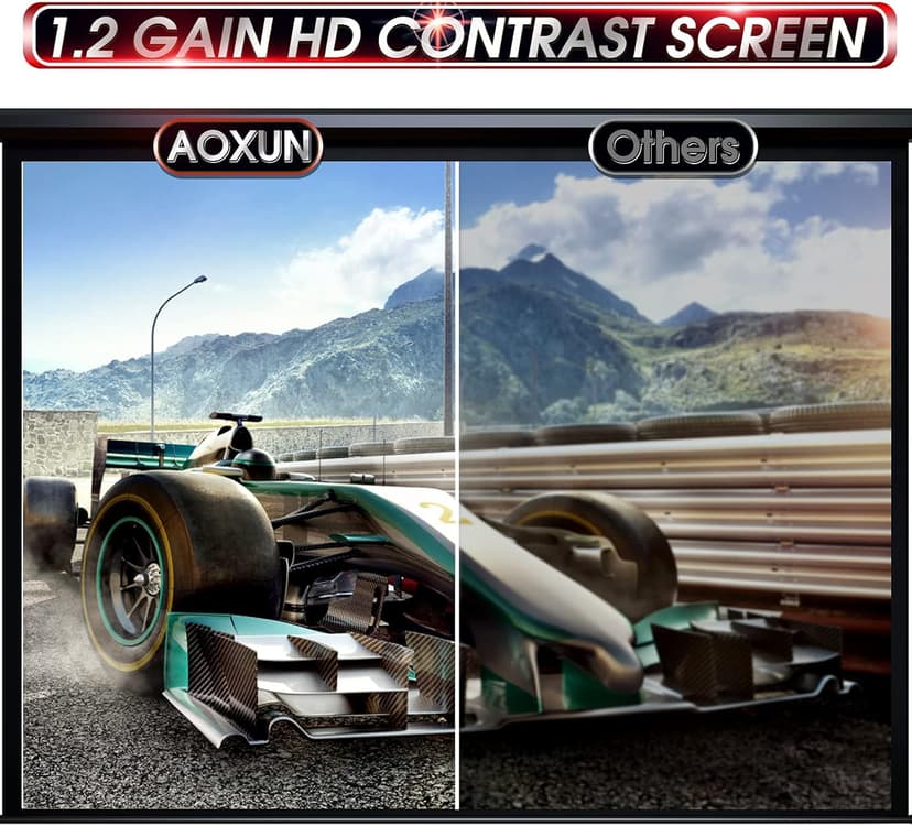 Aoxun 120" Motorized Projector Screen - Indoor and Outdoor Movies Screen 120 inch Electric 4:3 Projector Screen W/Remote Control