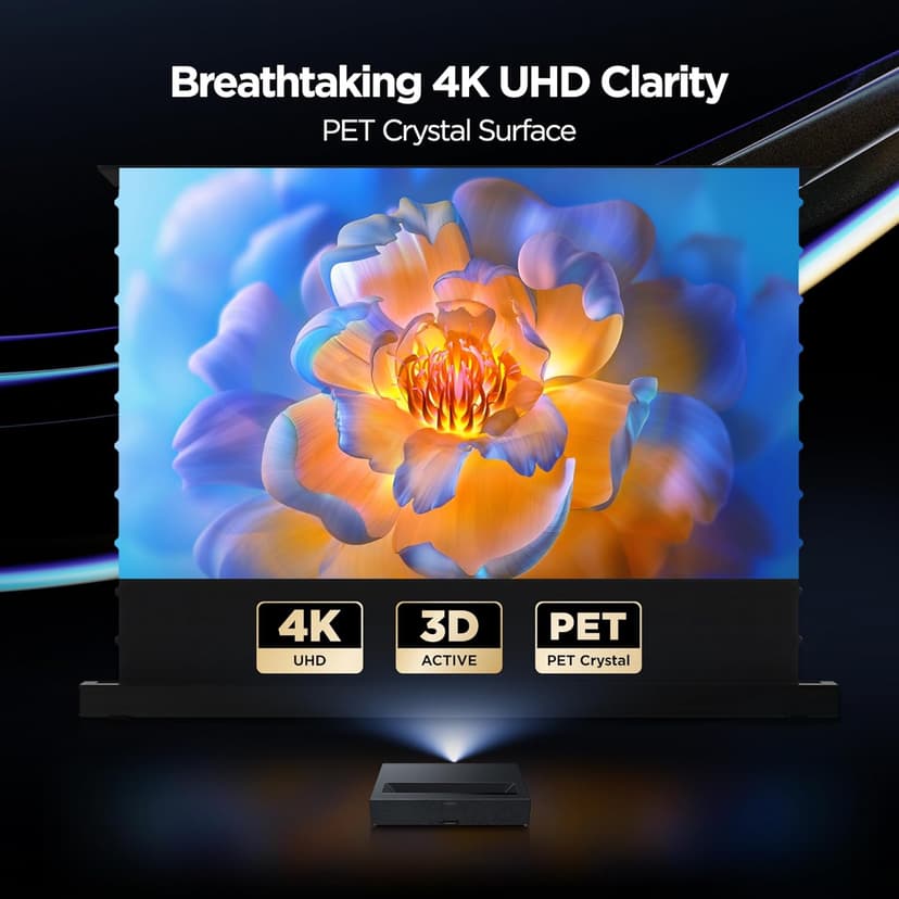 NothingProjector Projector Screen, 120 inch, Ambient Light Rejecting ALR, 4K UHD, Motorized Floor Rising Electric with Remote, Ground Up for Ultra Short Throw Projectors, No Installation NothPJ