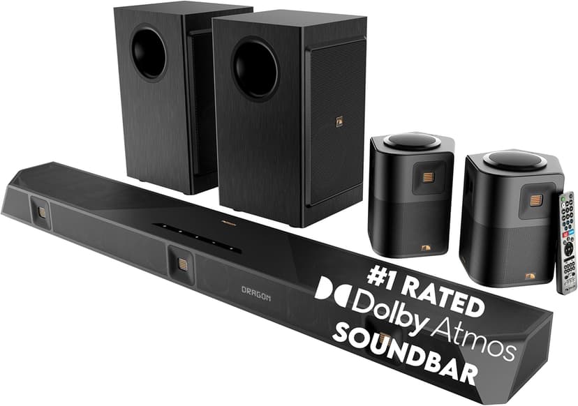 Nakamichi Dragon 11.4.6 Home Surround Sound System with Dolby Atmos and DTS:X Pro. Best Soundbar with AVR Processing