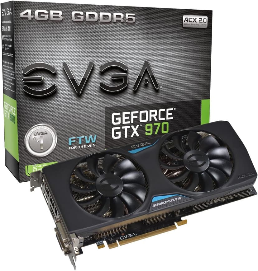 EVGA GeForce GTX 970 4GB FTW GAMING ACX 2.0, 26% Cooler and 36% Quieter Cooling Graphics Card 04G-P4-2978-KR