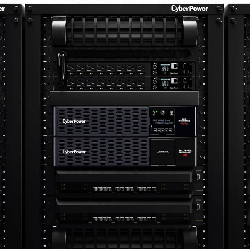 CyberPower PR3000RTXL2UACN Smart App Sinewave UPS System, 3000VA/3000W, 9 Outlets, 2U Rack/Tower, RMCARD205 Pre-Installed, EBM Option, Built-in Cloud