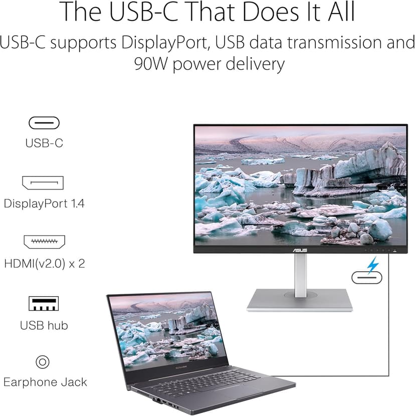 ASUS ProArt Display 27” 1440P Professional Monitor (PA278CGV) - IPS, QHD (2560 x 1440), 144Hz, 95% DCI-P3, ΔE < 2, Calman Verified, USB-C PD 90W, FreeSync Premium, DisplayHDR 400, Height Adjustable