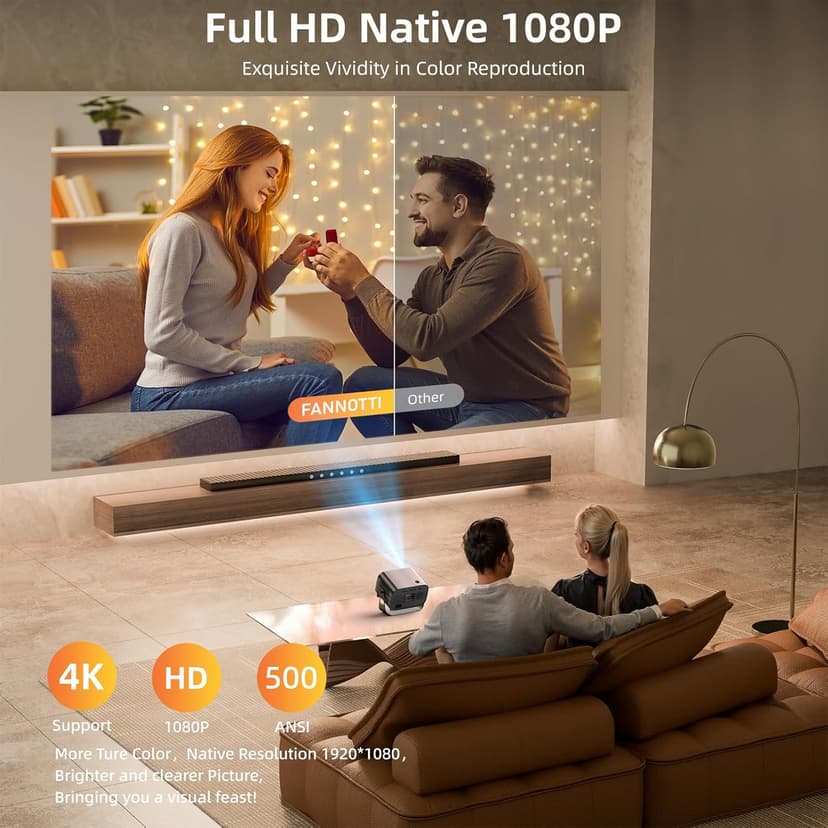 Smart Projector with WIFI and Bluetooth, 800ANSI Native 1080P Portable Projector Built-in Apps, Auto Keystone & Electric Focus Movie Projector for Home Theater, Compatible with IOS/Android/HDMI/USB