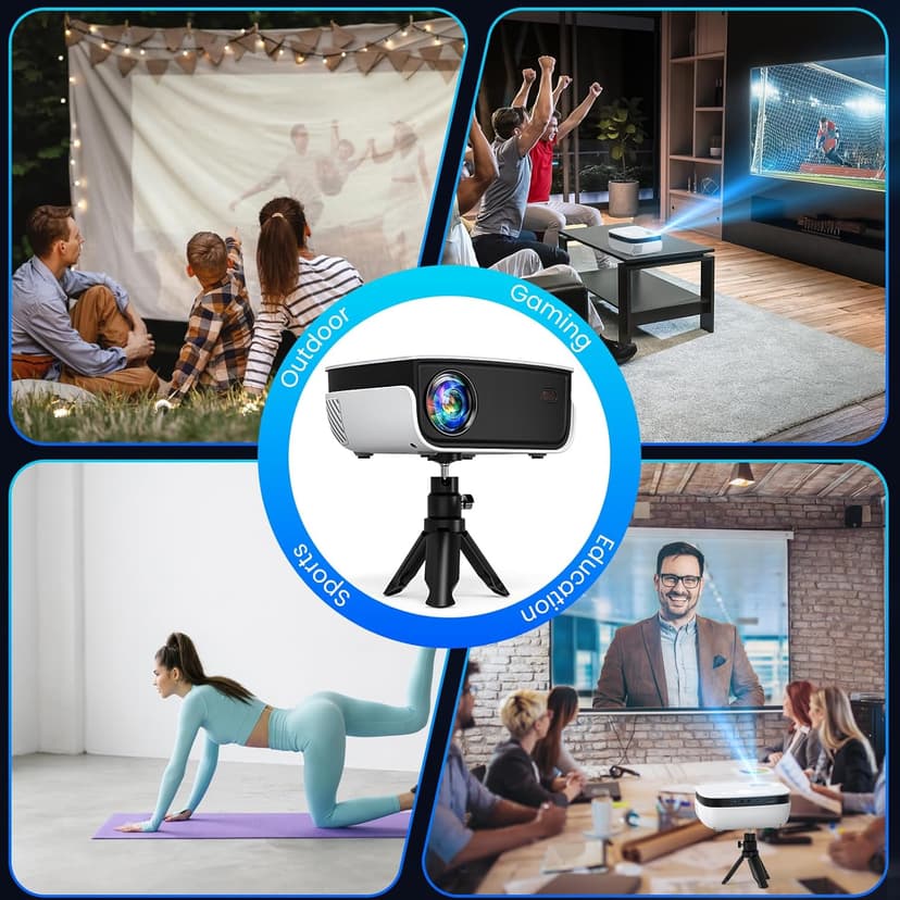 Outdoor Projector, Mini Projector for Home Theater, 1080P and 240" Supported Movie Projector 7500 L Portable Home Video Projector Compatible with Smartphone/TV Stick/PS4/PC/Laptop