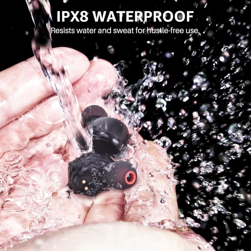 TOZO T6 Wireless Earbuds, Bluetooth 5.3 Ear Buds, Stereo Sound in Ear Headphones, 50 Hours Playtime, Wireless Charging Case, APP Customizable EQs, IPX8 Waterproof Earphones
