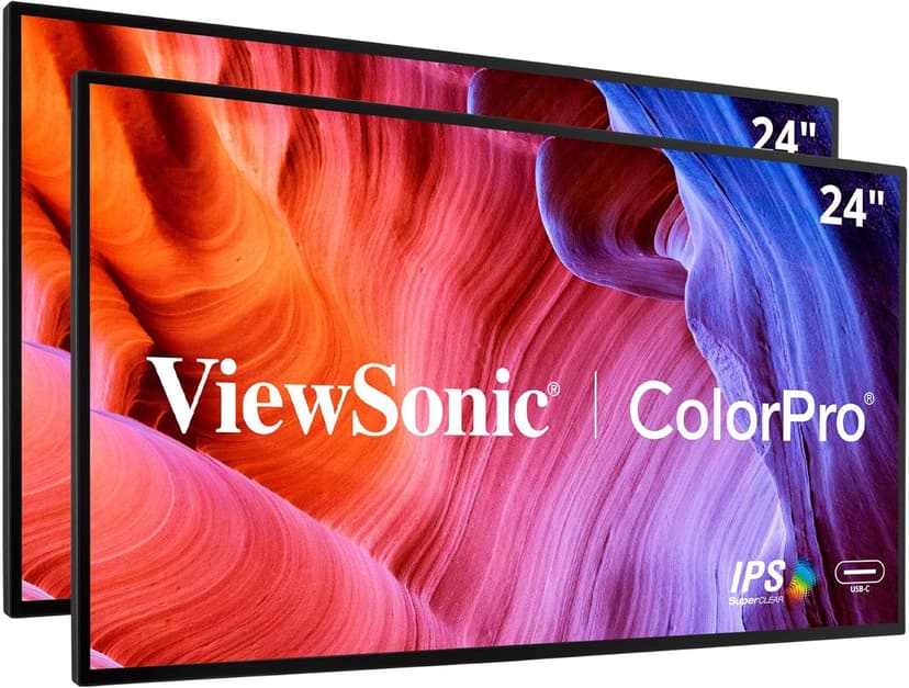ViewSonic VP2468A_H2 24-Inch Dual Pack Head-Only IPS 1080p Monitor with Advanced Ergonomics, 100% sRGB REC 709, 14-bit 3D LUT, Eye Care, and 65W USB C, Daisy Chain