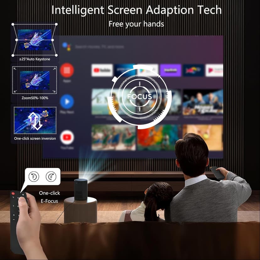 Mini Projector with Wifi and Bluetooth,Electric Focus 1080P 400ANSI Movie Projector,Walnutt 2025 Upgraded Portable Projector Auto Keystone Proyector Compatible with Smartphone/Laptop/TV Stick/HDMI/USB