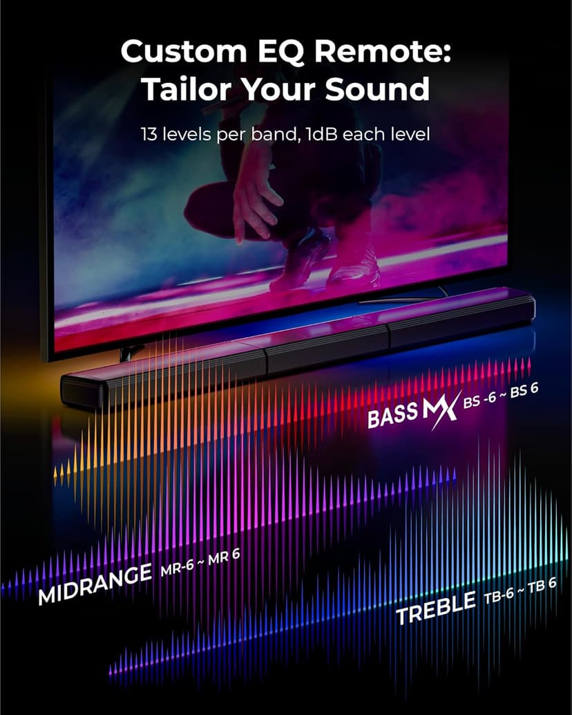 ULTIMEA 7.1ch Virtual Surround Sound Bar, Sound Bar for Smart TV with 2 Surround Speakers, Surround Sound System for TV with RGB, 6.5" Subwoofer, Peak Power 410W, App, HDMI/OPT/AUX/BT Apollo S70 Ultra