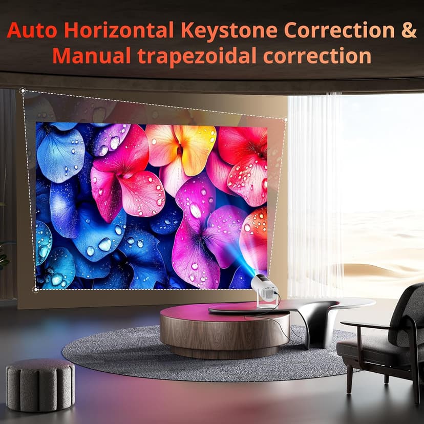 Auto Keystone Projector with WIFI and Bluetooth, Pericat 210° Rotatable Portable Projector, 18000L Native 1080P Home Theater, Outdoor Movie Projectors Compatible with TV Stick, Laptop, PC, Smartphone