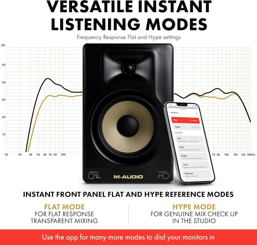 M-AUDIO Forty Eighty 8" 150W Studio Monitor Speaker for Production and Mixing with Precision DSP Crossover, EQ, Control App and Bluetooth