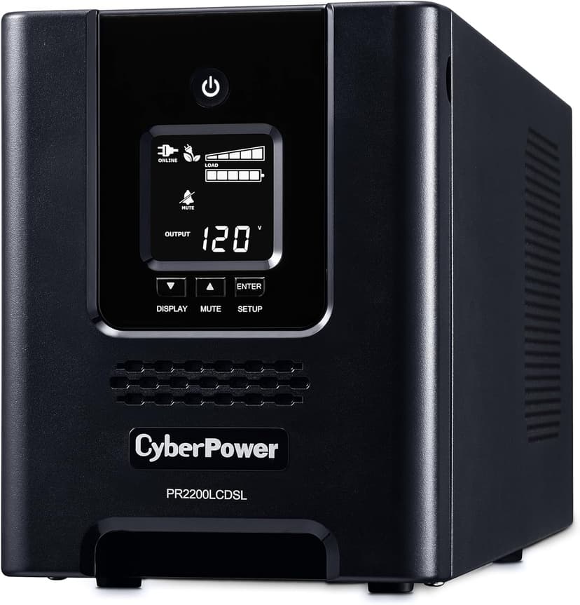 CyberPower PR2200LCDSL Smart App Sinewave UPS System, 2070VA/1980W, 7 Outlets, AVR, Mini-Tower