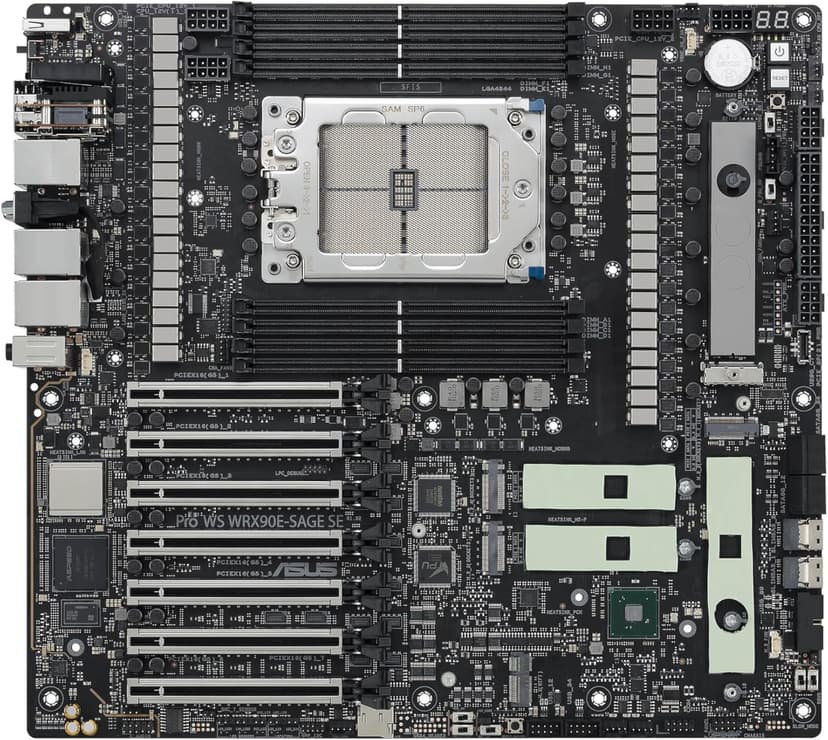 ASUS Pro WS WRX90E-SAGE SE EEB Workstation Motherboard, AMD Ryzen™ Threadripper™ PRO 7000 WX-Series, ECC R-DIMM DDR5, 32 Power-Stage,7xPCIe 5.0x16, PCIe 5.0 M.2, 10Gb & 2.5Gb LAN, Multi-GPU Support