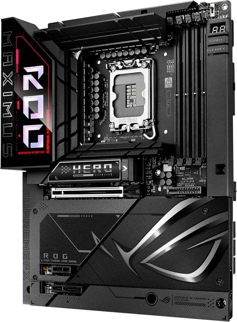 ASUS ROG MAXIMUS Z890 HERO BTF Z890 LGA 1851 ATX motherboard, hidden-connector design, Advanced AI PC Ready, 22+1+2+2 stages, DDR5, WiFi 7, 2.5G LAN, 6x M.2, PCIe 5.0, Thunderbolt 4, USB Type-C, AI OC