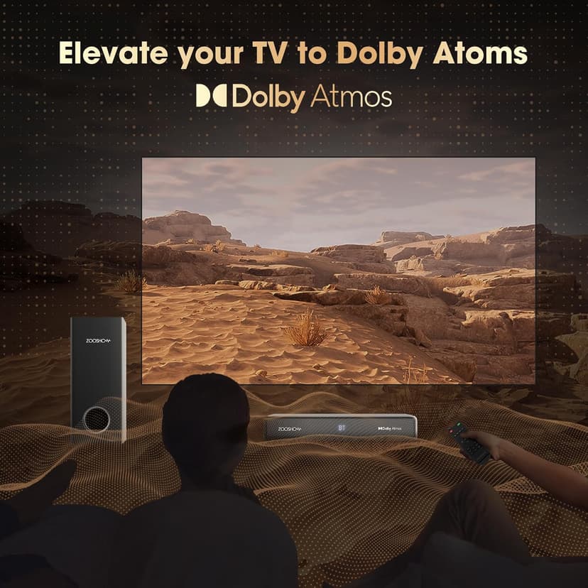 2.1CH Dolby Atmos Soundbar 100W Sound Bars for Smart TV Subwoofer Included Bluetooth 5.3 with HDMI-EARC/Optical/AUX Connection Game Mode Surround Home Theater Audio for TV