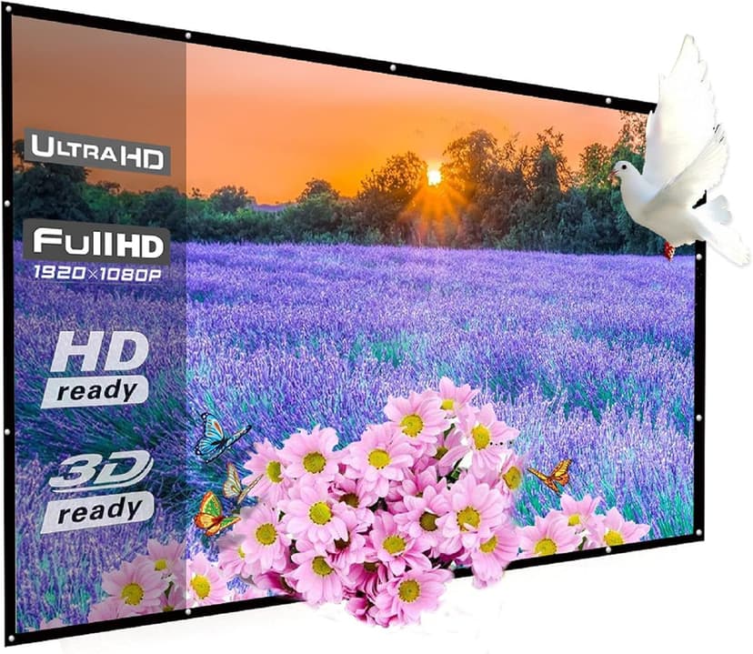 300 Inch Big Size Portable Outdoor Projector Screen, WRLSUN HD 16:9 Large Foldable Thick Canvas Material Home Theater Projection Movie Screen for Outdoor Camping/Office/School/Party/Sports Show