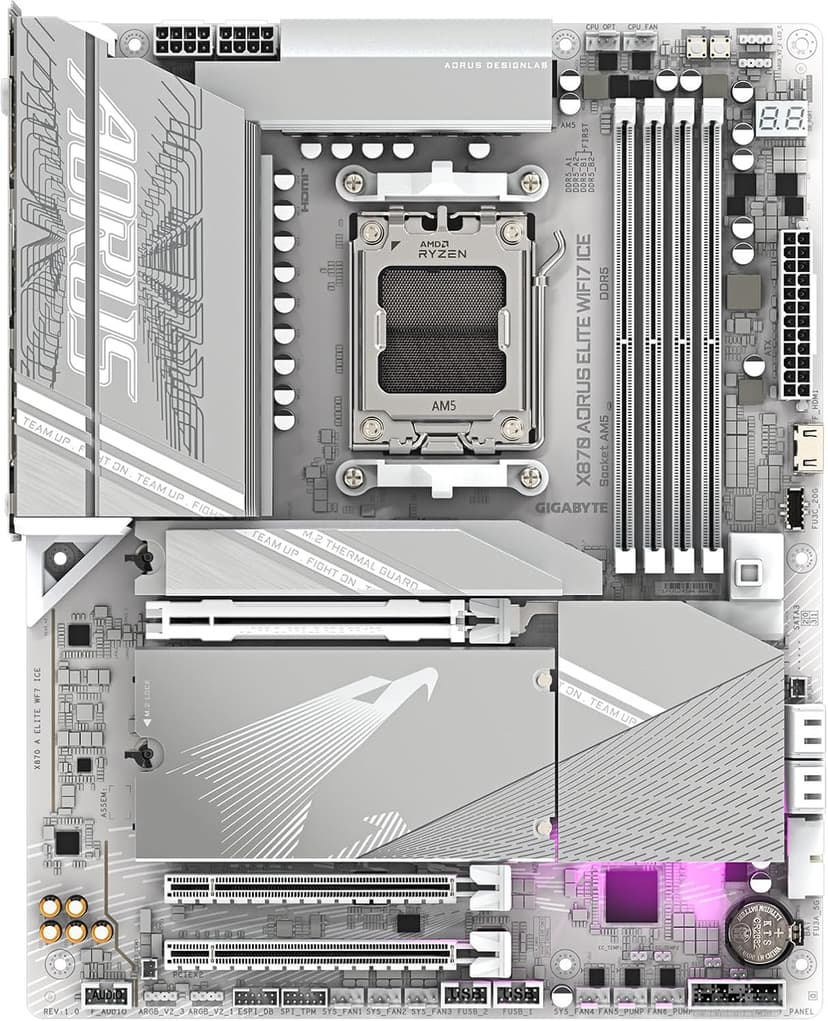 GIGABYTE X870 AORUS Elite WIFI7 ICE AMD AM5 LGA 1718 Motherboard, ATX, DDR5, 4X M.2, PCIe 5.0, USB4, WIFI7, 2.5GbE LAN, EZ-Latch, 5-Year Warranty