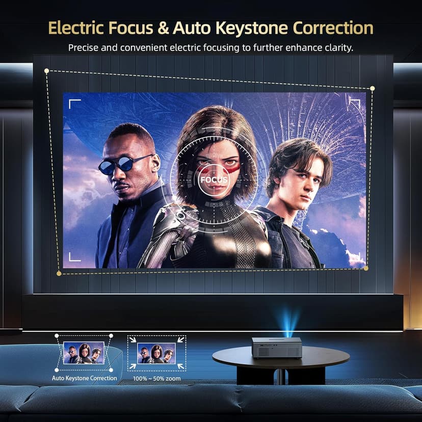 [Netflix Officially & Dolby Audio] Smart Projector with WiFi6 and Bluetooth5.3, Electric Focus & Auto Keystone 4K Support, 22000L Movie Projectors, OWNKNEW Native 1080P Proyector Built-in Apps