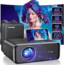 [Auto Focus/4K Support] Projector with WiFi 6 and Bluetooth 5.2, 700ANSI Native 1080P Outdoor Movie Projector, WiMiUS P62 Auto 6D Keystone & 50% Zoom, Smart Home Projector for iOS/Android/TV Stick