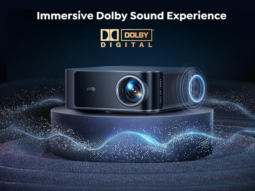 [1200 ANSI/Netflix-Licensed/36W Dolby Audio] Smart Projector with WiFi 6 and 2-Way Bluetooth, Auto Focus & Keystone, TOPTRO X9 4K Supported Outdoor Movie Projector, Gray