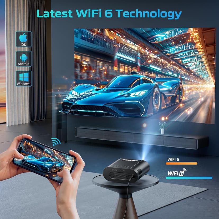 GooDee Smart 4K Projector with WiFi and Bluetooth, Google TV-Licensed Outdoor Movie Projector with Netflix / Prime Video / YouTube Built-in, Keystone Voice Control Home Theater