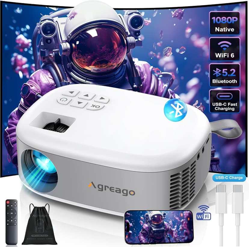 15000 Lumens Outdoor Movie Projector - Native 1080P HD Portable Projector with WiFi 6/Bluetooth 5.2, 300" Screen, ±15° Keystone | Compatible with iPhone, Android, Fire Stick, PS5, Xbox(USB-C Cable)